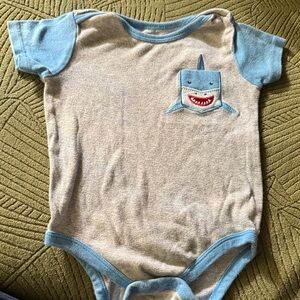 Adorable Shark Pocket Bodysuit in Blue and Gray